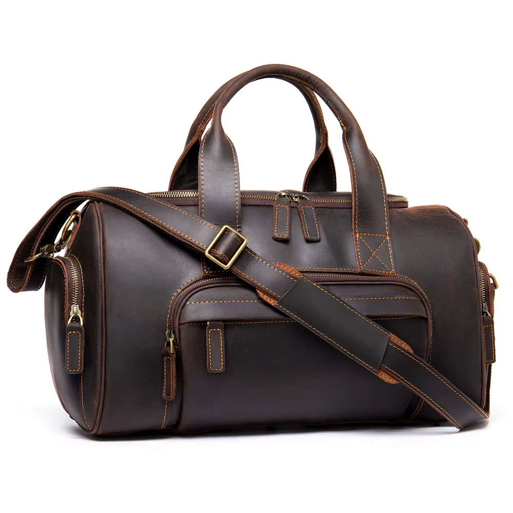 Il Notturno — Crazy Horse Leather Duffle, Dark Coffee