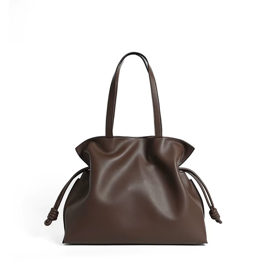 La Nuvola — Leather Drawstring Tote, Coffee